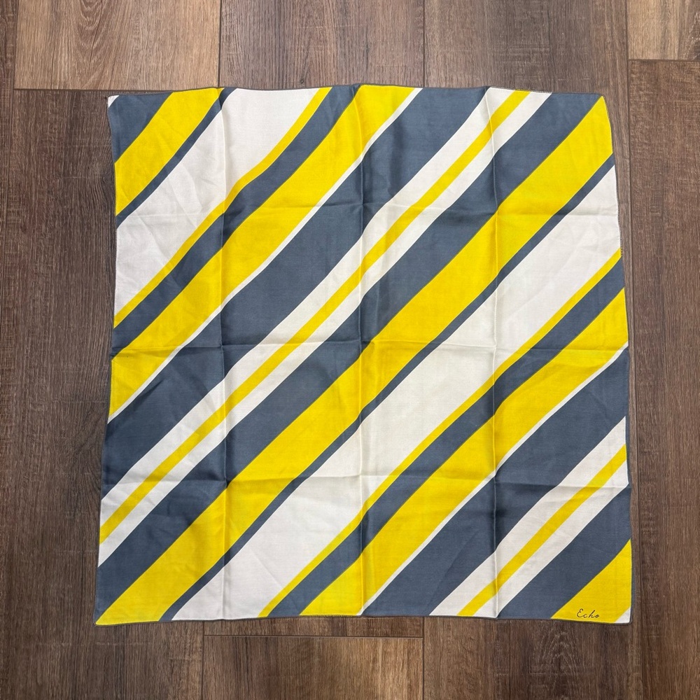 Echo silk scarf square yellow striped